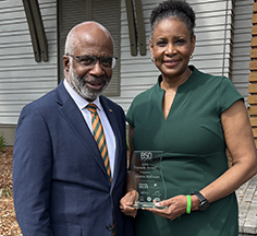 President Robinson attended the ceremony where his wife, Sharon Robinson, received the Pinnacle Award. (Credit: Javonni Hampton)