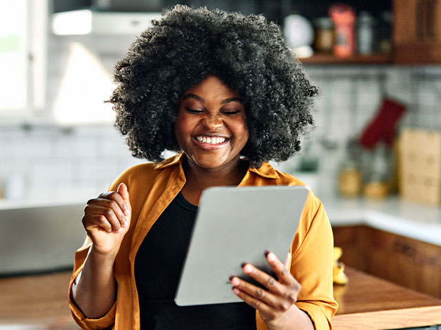 Woman holding an iPad