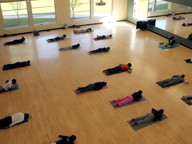 Students in kickboxing class