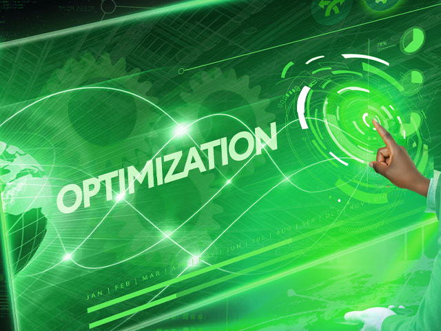 technology graphic with the word "optimization"