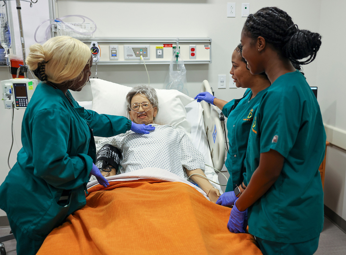 Nursing School students work in the new simulation lab on Wednesday April 26, 2023.