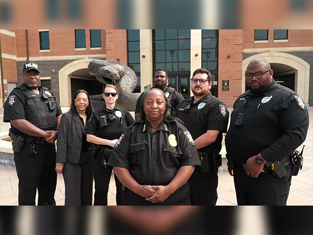 FAMU officers FAMU officers standing in line behind Chief Audrey Alexander
