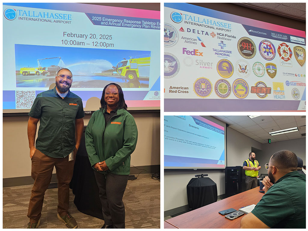 FAMU’s Department of Emergency Management collaborated with local, state, and federal partners during the Tallahassee International Airport tabletop exercise, enhancing emergency response preparedness for aircraft incidents"