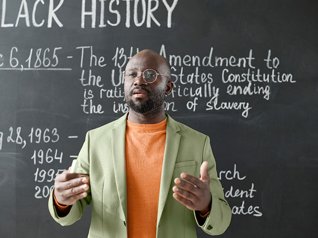 Professor lecturing in african american studies class