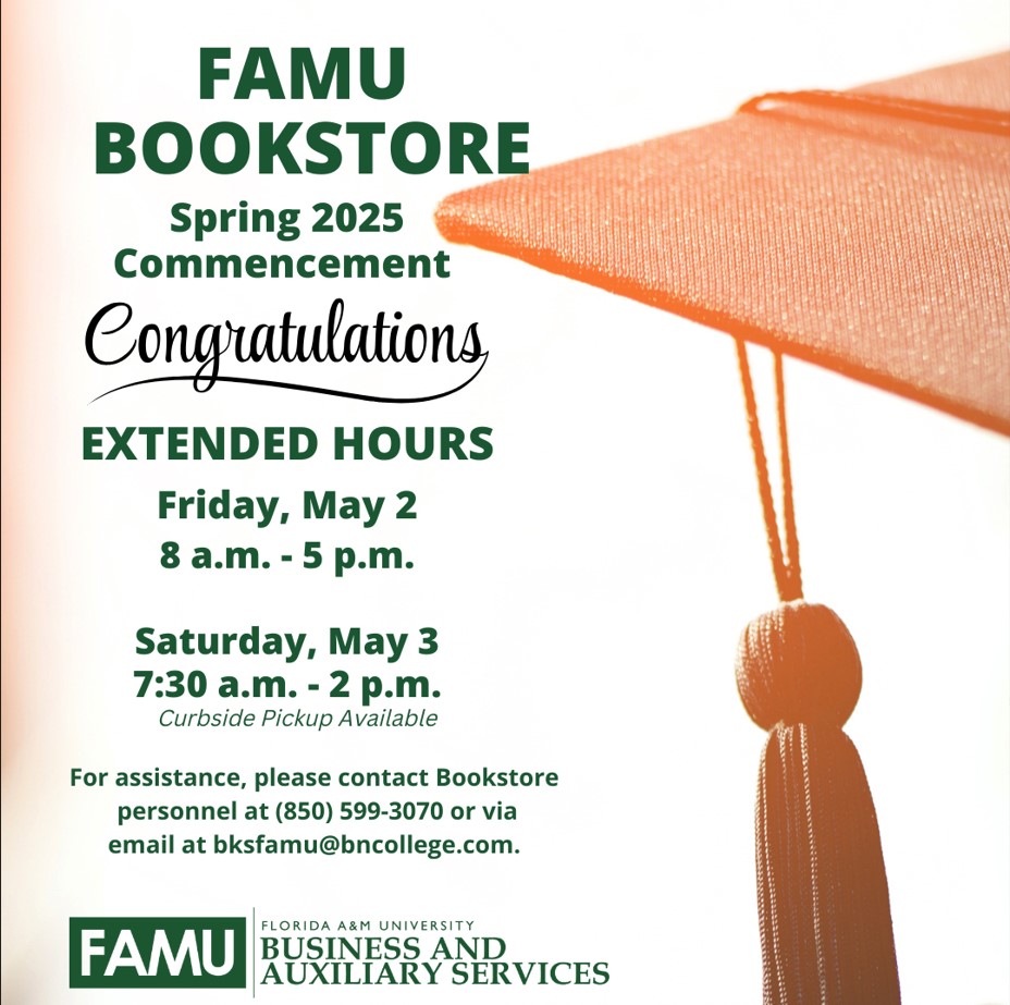 FAMU Bookstore Commencement Hours