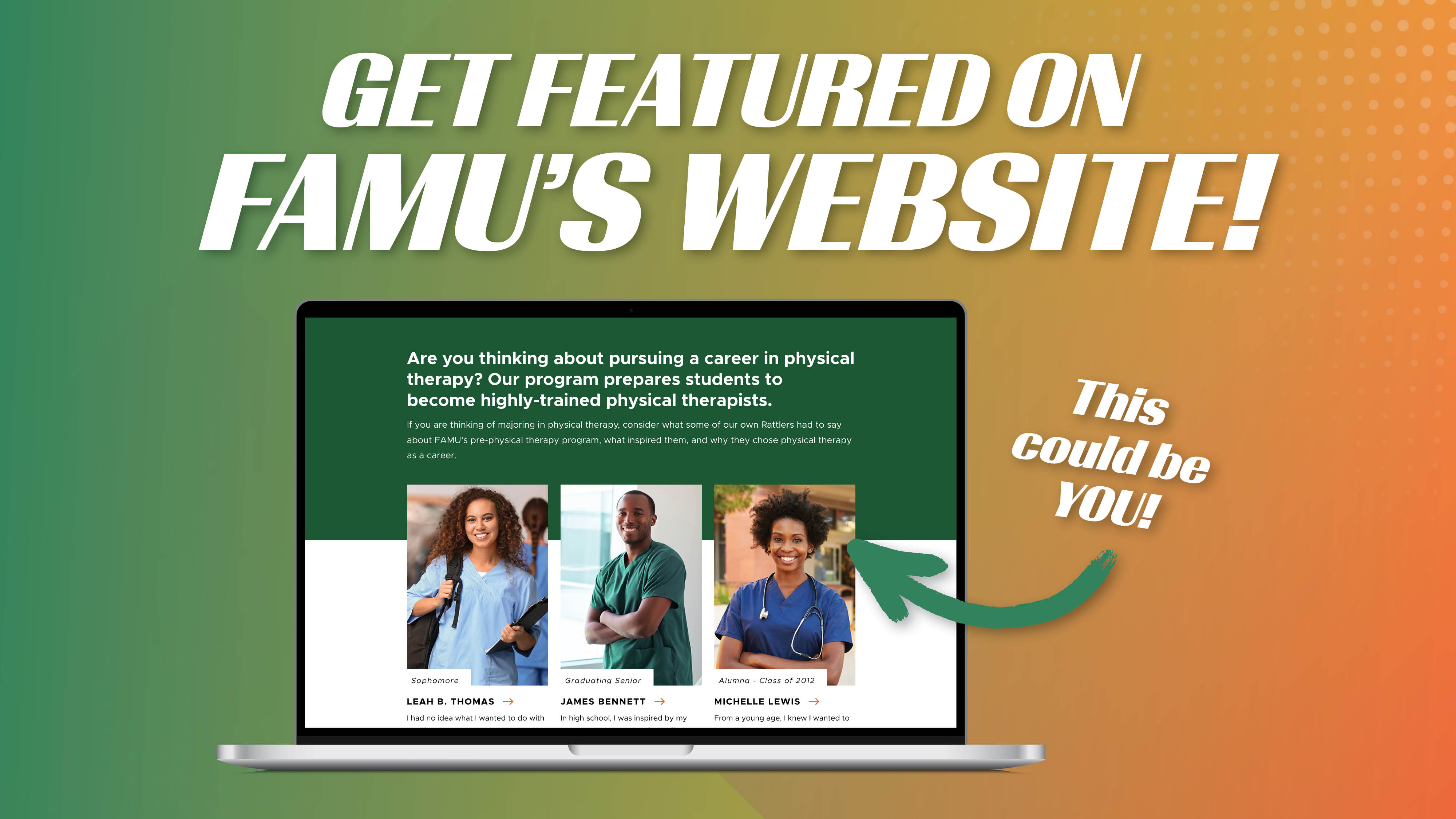 Be featured on FAMU's website!  image