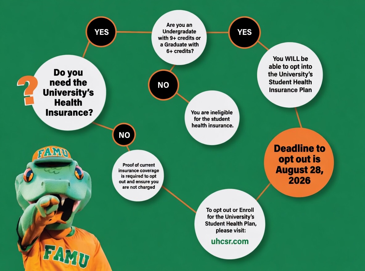 Decision guide flowchart for university health insurance